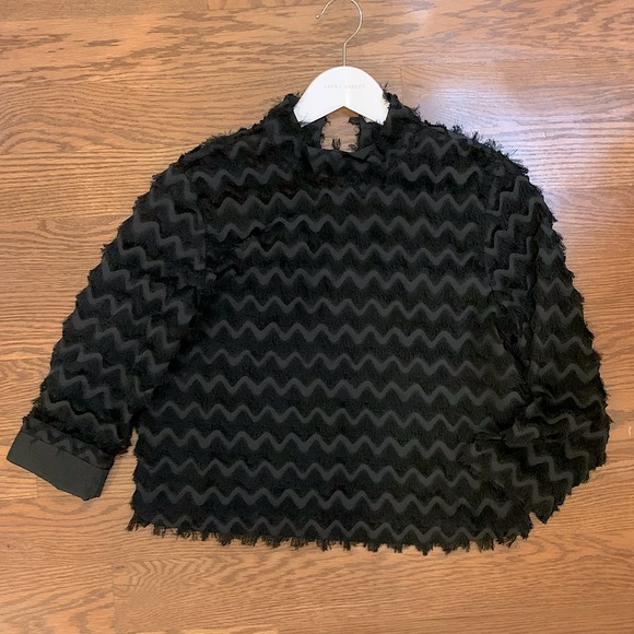 Women’s fringe crop blouse size xs black - Picture 1 of 3